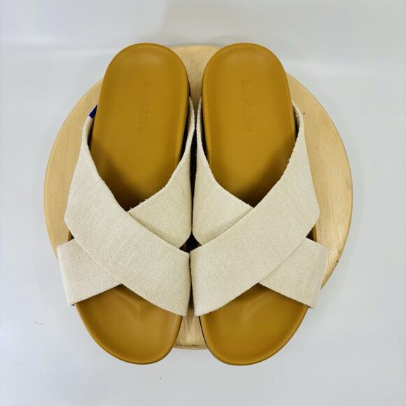 ROTHY'S 'The Weekend' Ivory Criss Cross Slide Sandals Women's Sz. 9 - Picture 8 of 10